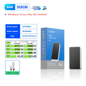 ORICO 40Gbps USB4 Portable SSD High-Speed Transfer 3800MB/s Support Thunderbolt 3/4 Ice-Skin Cooling Film Multi-System Compatibility