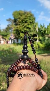 Tasbih Galih Asem Kayu Kelor Butiran 10mm Isi 100 Cantik Motif Muslim