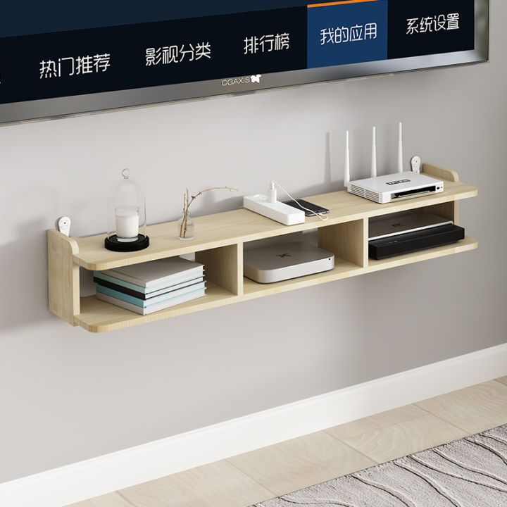 Hanging TV Solid wood small wall hanging router shelf bedroom