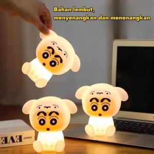 Lampu Tidur LED Crayon Shinchan/Silikon Lembut Touch Sensor/Hiasan Kamar Tidur Aesthetic/Hadiah ulang tahun/Hadiah