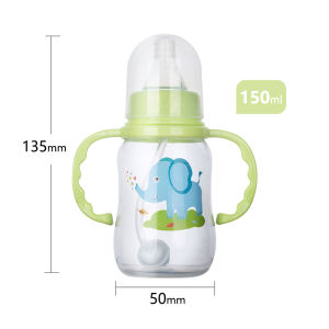 Botol Susu Bayi 150/280ML Standar PP Dengan Sedotan Dan Pegangan Botol Bayi 0-9 Bulan XM-002+001