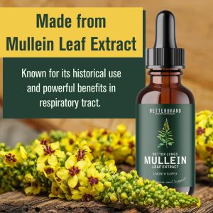 Hot selling BetterLungs Mullein Leaf Extract Support Lung Cleanse & Respiratory Function for Healthy Breathing - Natural Supplement Tincture Drops Non-GMO Vegetarian .
