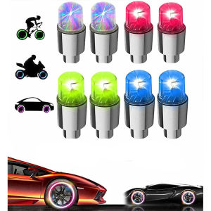 ERANPO 4สี Led ไฟแฟลชรถจักรยานยนต์ขี่จักรยานจักรยานจักรยานล้อยางยางวาล์ว Cap Spoke Light RGB สีรถประตู Lights
