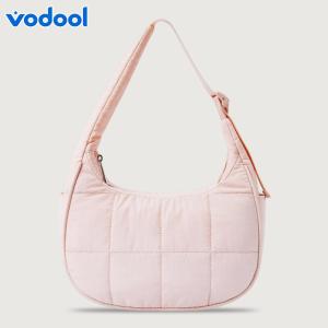 Puffer Crescent Bag for Women Quilted Shoulder Bag Nylon Adjustable Strap Shoulder Purse with Zipper for Work Travel