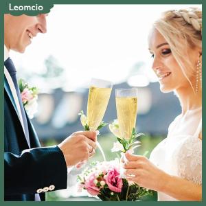 [Leomcio] แก้วแชมเปญพลาสติกแบบใช้แล้วทิ้ง1 2ชิ้นเหมาะสำหรับงานแต่งงานงานปาร์ตี้และงานปาร์ตี้ชาวเวอร์ถ้วยใสของขวัญ