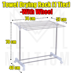 Towel Drying Rack – 1 Tier with Wheels | Easy Storage Stainless Steel Bathroom Hanger Towel Multi-functional Foldable and Space Saving Drying Rack for Drying Facial Towels Sock Underwear and Bath Towels | Laundry Rack|Clothe Drying Rack |Towel Rack