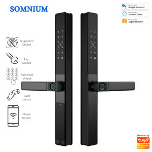Somnium Tuya WiFi Smart Door Lock Grille Swing door Double Side Fingerprint Digital Aluminium Lock Waterproof Stainless