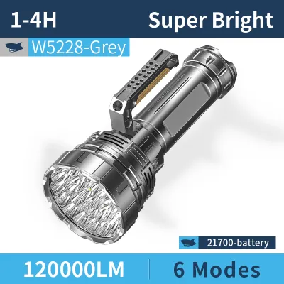 SMILING SHARK High Power Flashlight 32*LED P50 Heavy Duty Torch Light 7Mode 120000LM Solar Energy Box Type-c Rechargeable Waterproof Outdoor Working Lighting W5228