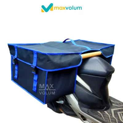 Maxvolum Tas Motor Anti Air Besar Hitam List Biru Tas Obrok / Tas Kronjot / Tas Kurir / Tas Bronjong / Tas Rengkek