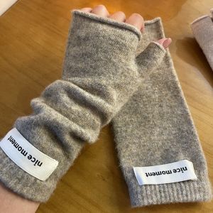 DOOUR Kết cấu dệt  Găng tay không ngón Cashmere giả Vải mềm Găng tay giữ ấm Ấm áp Lớp lót ấm áp Găng tay xếp chồng Dành cho phụ nữ