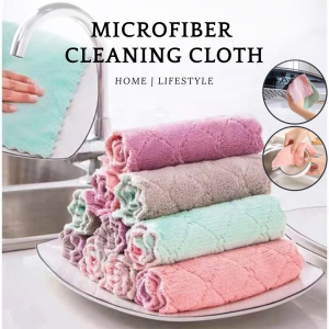 Kitchen Tableware Cleaning Cloth Double-sided Thickened Coral Velvet Household Kitchen Dish Towel