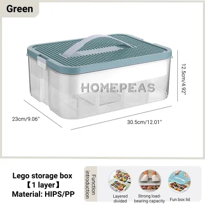Homepeas® Building Blocks Storage Box Multifunctional Toy Organizer Building Block Compartmentalized Storage Box with Lid