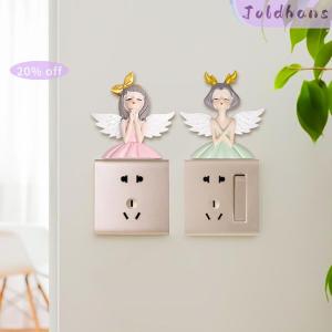 Joldhans Ổ cắm trang trí chuyển đổi tường Sticker 3D stereo phim hoạt hình thiên thần cô gái nhựa trang trí nhà hiện đại tường chuyển đổi bảo vệ phụ kiện