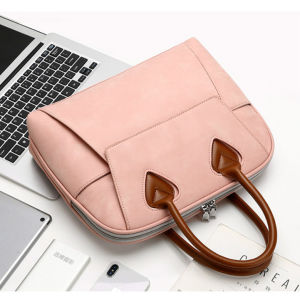 MINGKE Laptop Bag 13 14 15.6 inch Handbag for Women PU Leather Business Waterproof Shockproof Large Capacity