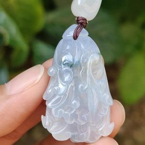 LavenderGreen and Yellow Natural Type A Jadeite Jade crafted with shape of Cabbage as Pendant certificate weigh 8.16 grams measurement 36.9 * 22 * 8.2 mm (pendant238)