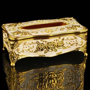 Hộp khăn giấy hợp kim  chữ nhật phong cách hoàng gia