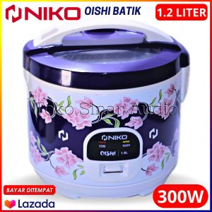 Mejikom 2 Liter Murah Promo Niko Oishi Batik 12 Liter Dan 18 Liter Rice Cooker TUTUP KACA Transparan 100% ANTI LENGKET Daya 300 - 350 Watt - 3 in 1 Menanak Menghangatkan dan Mengukus (ricecooker 2 liter murah) - TOKO SINAR AUDIO