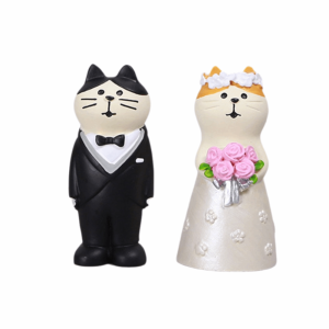 BANZU Tự làm Đồ chơi vòm cưới mini Phong cách Nhật Bản Zakka Đồ trang trí lễ cưới Trang trí bàn làm việc Gỗ Tượng mèo nhỏ Quà tặng cho cặp đôi