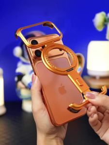 Eary for iPhone 18 17 Pro Max Phone Case Metal Magnetic 360 ° Rotate Stand Frameless Shell for Magsafe Shockproof Protector Cover2026