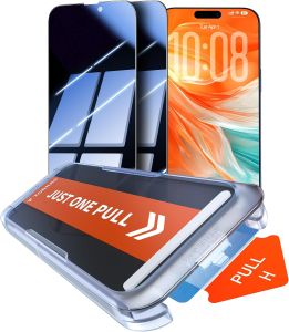 TORRAS Uncrackable 9H+ for iPhone 16 Pro Max Privacy Screen Protector [ 12FT Military-Grade Anti Shatter] [ 25 °   Data Protection] Full Coverage Tempered Glass 2-Pack 6.9"