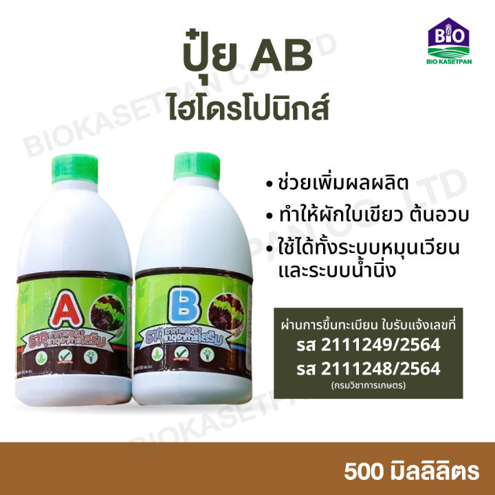ปุ๋ย AB ไฮโดรโปนิกส์ พรีเมี่ยม สำหรับไม้ใบและผักกินใบ
