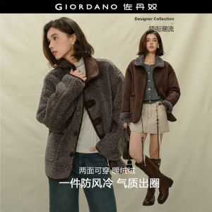 Giordano Women Reversible beber fleece jacket Free Shipping 18375613