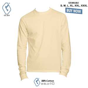 kaos polos cream combed 30s longsleeve / baju distro polos panjang