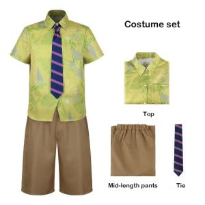 3PCS Zootopia Nick Wilde Cosplay Costume For Kids Pink Green Summer Shirt tie pants Anime Uniform Men Halloween Costume party prop