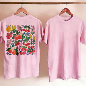 [Local Stock] HBESTY  Fruit Print Crewneck Short Sleeve T-Shirt for Women Casual Summer Top Funny Outdoors High Quality Cotton Short-sleev Casual Tees