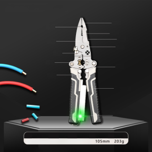 เครื่องปอกสายไฟไฟฟ้ามัลติฟังก์ชั่น หัวแหลมตัดและกดสายไฟรอบสายไฟพร้อมไฟ