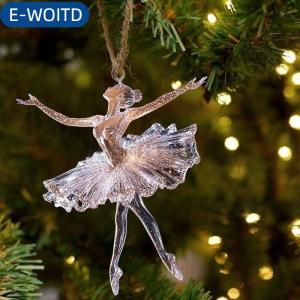 E-WOITD Lấp lánh 2D Acrylic Mặt dây Ballerina mô phỏng cây Giáng sinh treo xe gương chiếu hậu quyến rũ trang trí đồ trang trí