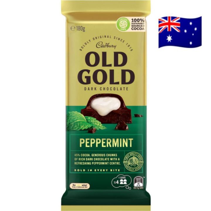 Cadbury Old Gold Dark Chocolate Peppermint Chocolate Bar 180g imported ...