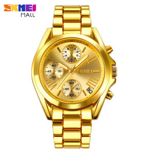 SKMEI 1897 Men Woman Quartz Watch Luruxy Fashion Lady Wristwatch Chrono Dial Date Stopwatch 30m Waterproof