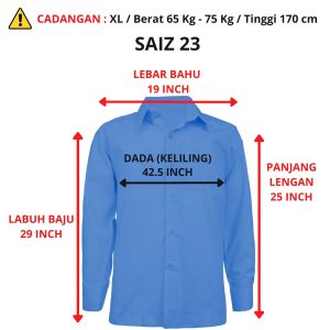 FH020 - KEMEJA PENGAWAS LENGAN PANJANG BIRU COTTON