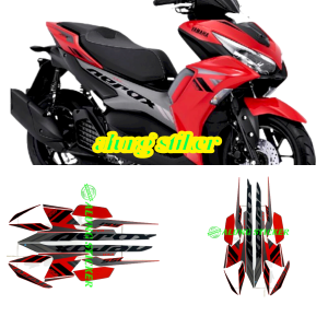 STIKER STRIPING LIS LES BODY MOTOR AEROX VVA 155 TAHUN 2021 WARNA ABU-MERAH 1SET STANDAR