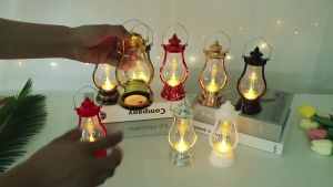 1Pc Retro Oil Lamp LED Electronic Candle Light Portable Decorative Lamp Vintage Indoor Outdoor Home