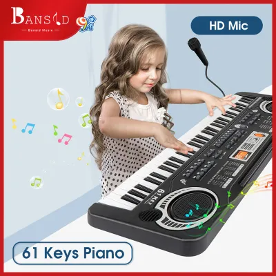 【On Sale 】Bansid 61 Key Electronic Keyboard Piano LED Portable Music Toy with Educational Electronic Microphone for Children