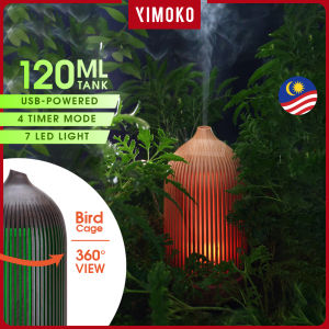 Air Diffuser 120ML Aroma Diffuser USB Powered Essential Oil Humidifier Aromatherapy with LED Light Woodgrain Bird Cage Design Ultrasonic Face Spa Yoga Office