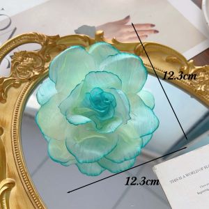 กิ๊ฟหนีบผมดอกไม้ผ้าไหมขนาดใหญ่สำหรับผู้หญิงหญิงสาวที่หนีบผมลายดอกไม้เทียมสีแดงสีชมพูปิ่นผมดอกโบตั๋นสำหรับเจ้าสาวในงานแต่งงานเครื่องประดับผม