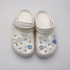Crocs jibbitz quyến rũ Giày Phụ kiện tự làm phong cách Ins trong suốt màu xanh dương bướm có thể tháo rời giày hoa khóa Guốc dây chuyền cho CROCS