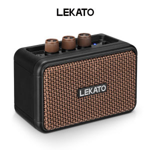 LEKATO AG-04 Mini Guitar Amplifier Rechargeable with Clean Overdrive Effects Dual Speakers Bass Guitar Amplifier