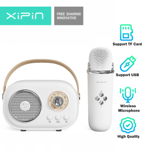 C20 Plus Mini Karaoke Portable Wireless V5.0 Strong Bass Speaker support FM Radio TF Card with Wireless Microphone