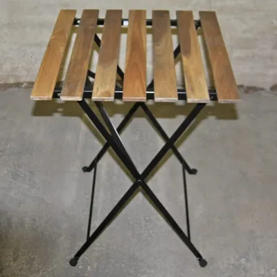 TARNO Foldable Table & Chair Outdoor Black/Light Brown Stained Solid Wood Balcony Set Meja Kerusi