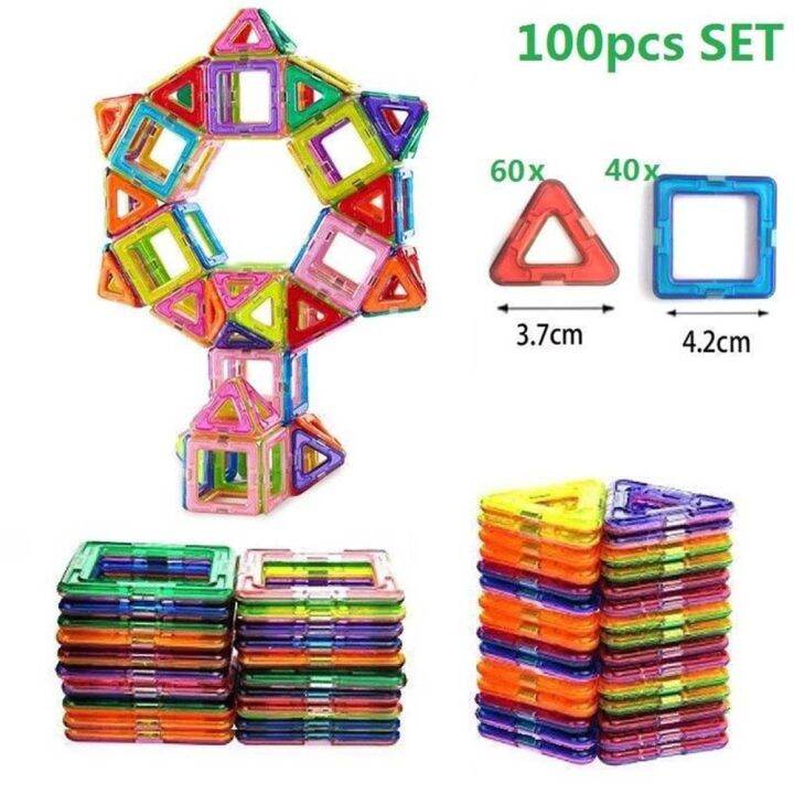 [READY STOCK]50 / 100Pcs 3D DIY Magnetic Building Blocks Tile Sets ...