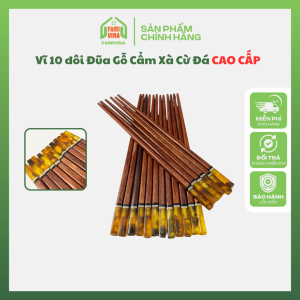 Đũa gỗ Cẩm Xà Cừ khảm Đá ( 1 bộ 10 đôi )Đũa gỗ Cẩm Lai tự nhiên cẩn đá đẹp mắt sang trọng không tẩm sơn độc hại
