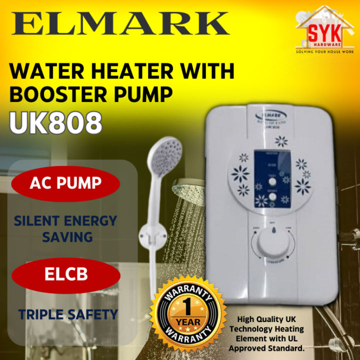 SYK ELMARK UK808 3.6KW 2L Instant Water Heater Booster AC Pump Bathroom