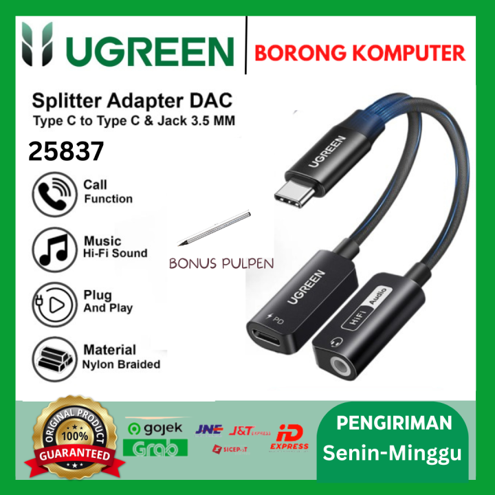 UGREEN MAGNETIC SPLITTER C TO JACK TYPE-C 60W BLACK 25837