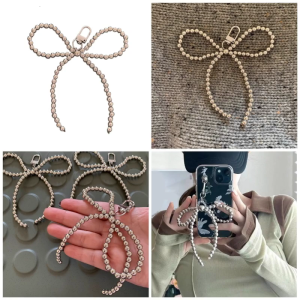 Thời trang Bead Bowknot đồ treo móc khóa ngọt ngào mát mẻ đồ treo trang trí Keyring quyến rũ cho túi xách ba lô túi xách