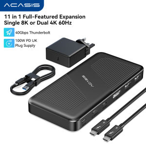 Acasis USB4.0&40GBS 11-in-1 Docking Station | 8K60Hz DP & Dual 4K@60Hz | 100W PD for M1/M2 Mac & Windows | 2x40Gbps USB-C + 6-Port USB Hub (USB4/3.0/2.0)