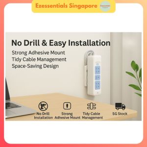 Power Strip Holder Wall Mount – No Drill Extension Socket Organizer for Wires & Cable Management